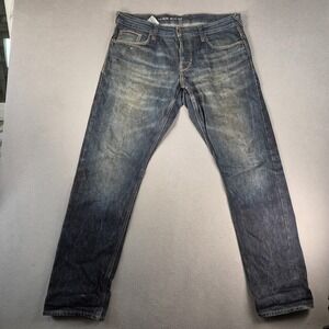 Selvedge Jeans Mens 36x32 Dirty Wash Slim Straight Tag 36x34